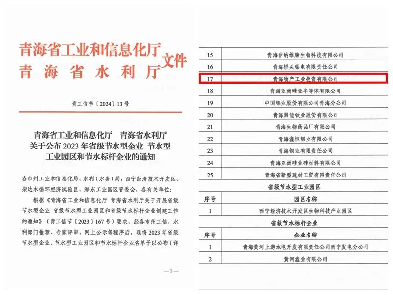 建设节水企业 共筑绿色未来——8040WWW威尼斯工投公司乐成获得“青海省节水型企业”认定